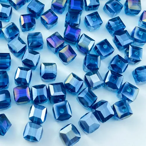 Vista 13 de Cuentas de cristal de vidrio 100 piezas 6mm Cubo Cuentas de cristal facetadas de forma cuadrada para hacer joyas, pulseras, aretes, collares, Ámbar