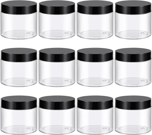 Vista 11 de TUZAZO Tarros de plástico de 1 onza con tapas sin BPA, recipientes vacíos redondos transparentes para cosméticos, tarros de plástico para slime