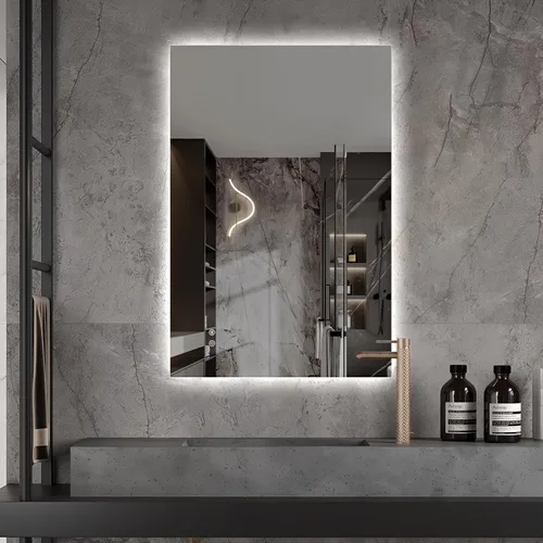 Vista 31 de Niccy Espejo LED de baño, 32"x20" pulgadas, rectangular, espejos de tocador para montar en la pared, con marco de metal, espejo inteligente