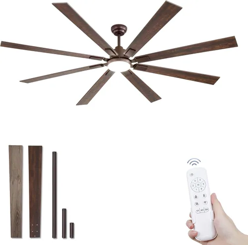 Vista 19 de ZMISHIBO Ventiladores de techo de 72 pulgadas de bronce aceitado, con luces y control remoto, para interiores/exteriores, ventilador de techo