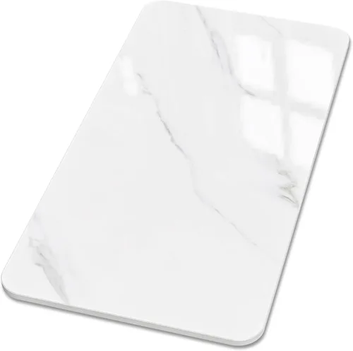 Vista 23 de Mesa cuadrada de 15.7 pulgadas, mesa de piedra sinterizada blanca de 15.7 pulgadas, repuesto y cubierta de escritorio de mármol, resistente a