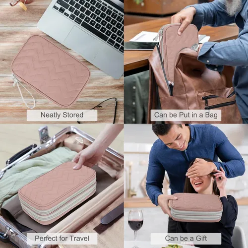 Vista 434 de FYY Organizador para accesorios electrónicos, para viajes, para cables, celular y cargadores, estuche portátil, impermeable, doble capa, bolsa
