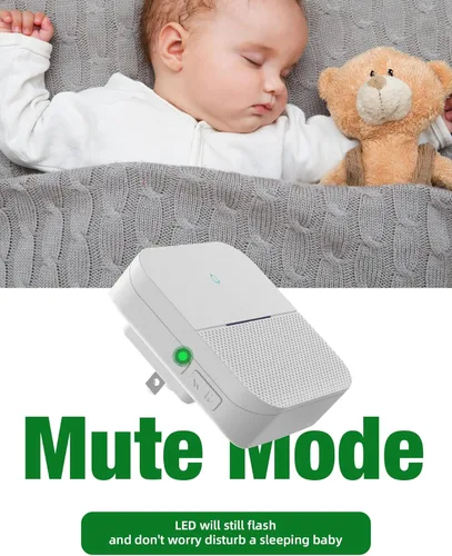 Vista 5 de AIDA - Timbre inalámbrico iluminado, timbre de puerta impermeable para el hogar de 1,000 pies de alcance, 5 niveles de volumen con 58 timbres
