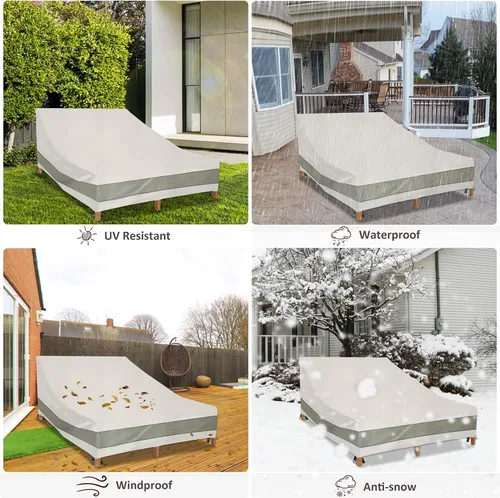 Vista 7 de Funda doble para tumbona impermeable, resistente de 82 pulgadas, doble ancho, para patio, sillón, color beige