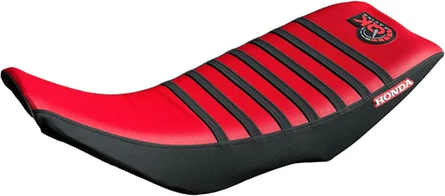 Vista 4 de Funda para Asiento QK Racing - Ajuste Compatible para Honda 2004-2018 TRX 450R Quad (Rojo/Negro)