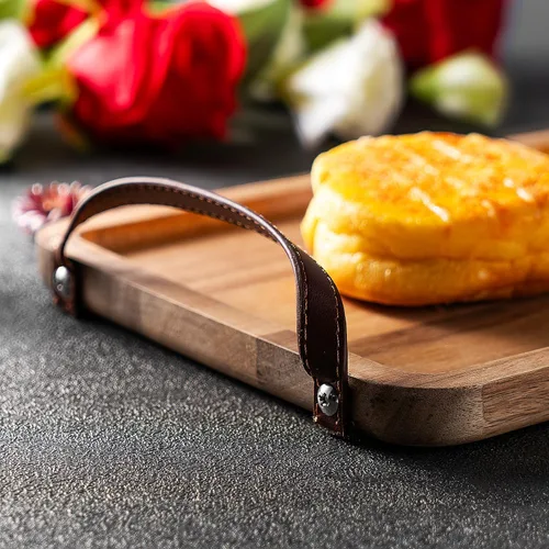 Vista 2 de Tablas de charcutería con asas, plato de madera para postre, tabla de queso, tabla de servir pizza, tabla de charcutería de viaje, verduras, frutas