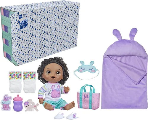 Vista 2 de Baby Alive Muñeca Bebé Pijamada de Conejito, Muñecas de 12 Pulgadas con Temática de Hora de Dormir, Saco de Dormir y Accesorios de Muñeca
