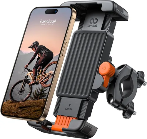 Vista 8 de Lamicall Soporte para teléfono de bicicleta y motocicleta - [Bloqueo rápido de 1s] Clip para teléfono celular de bicicleta, abrazadera para manubrio