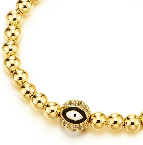Vista 2 de COOLSTEELANDBEYOND Beads Bracelet for Women Men with Cubic Zirconia Protection Evil Eye