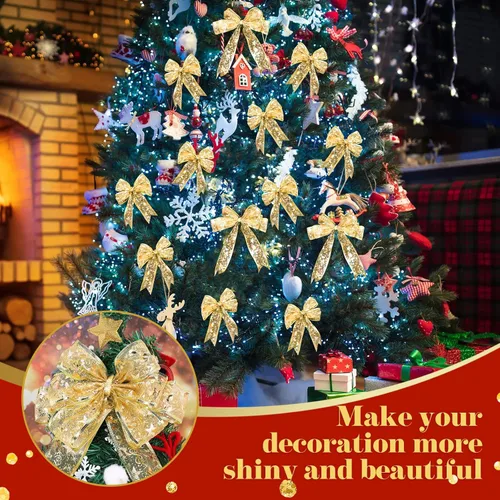 Vista 6 de 4 luces de cinta de Navidad de 78.7 pies, 240 luces LED, cinta de árbol de Navidad, guirnalda de luces que funcionan con pilas, funciona