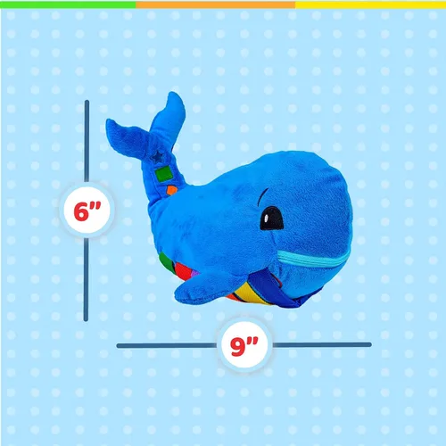 Vista 6 de Ballena azul, peluche de aprendizaje temprano para niños pequeños, actividad para viaje