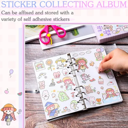 Vista 4 de Carpeta de calcomanías reutilizables para coleccionar libros, 40 hojas de PVC transparente, álbum de colección para coleccionar etiquetas