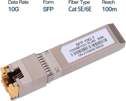 Vista 2 de Transceptor de cobre 10G SFP+ RJ45, módulo de cobre 10G T 10GBase-T SFP CAT.6a/7 hasta 98.4 ft compatible con Cisco, Ubiquiti, Netgear, D-Link, 1