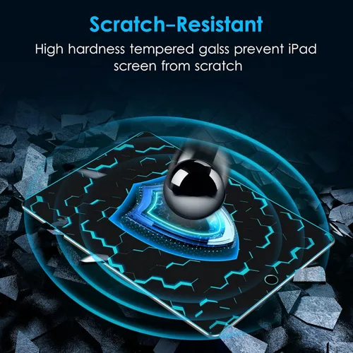 Vista 4 de DTTO Protector de pantalla compatible con iPad de 987 generación de 10.2 pulgadas (202120202019), película de vidrio templado de dureza 9H