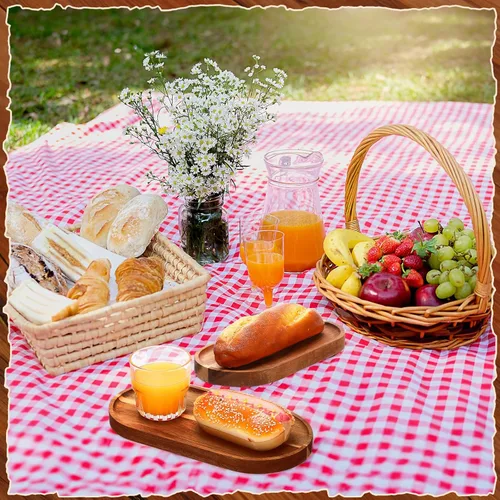 Vista 5 de Geetery 12 bandejas de madera para servir de 10 y 12 pulgadas, platos ovalados de madera para servir queso, platos llanos a granel para postres