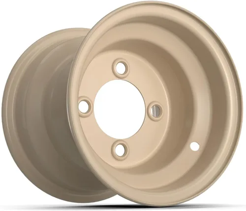 GTW Rueda de carrito de golf de acero beige | 8x7 | Centrada | Patrón de pernos de 0.157x4.000 in