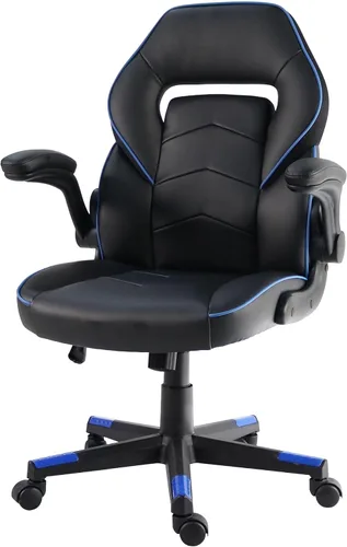 Vista 4 de NuSparc SpawnSafe - Silla para videojuegos, altura ajustable, reposabrazos abatibles, giro de 360°, negro/azul