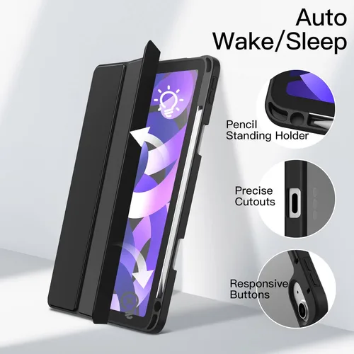 Vista 6 de JETech - Funda para iPad Air de 11 Pulgadas M3/M2 (2025/2024), iPad Air 5/4 (2022/2020 5ª/4ª) con Soporte para Lápiz, Funda de Tableta delgada