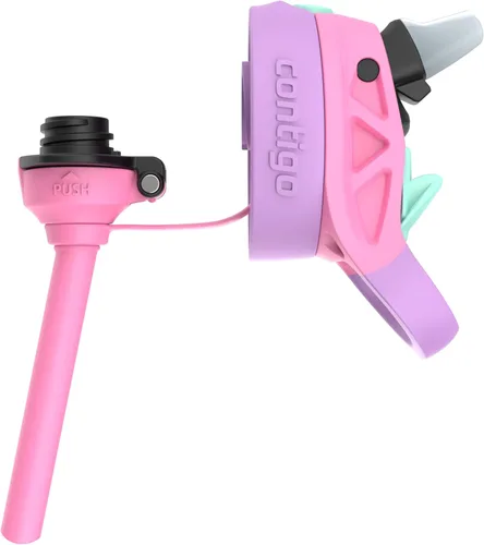 Vista 2 de Contigo Autospout - Botella de agua con popote y pajita, 384.81 ml, Azalea/Pansy