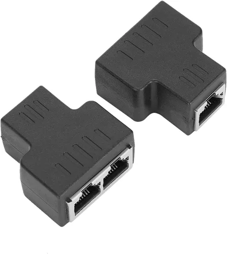 Vista 7 de 2 adaptadores de cable Ethernet, 1 a 2 RJ45 hembra LAN Ethernet Splitter Cable adaptador adaptador RJ45 acoplador RJ45 extensor Ethernet Plug & Play