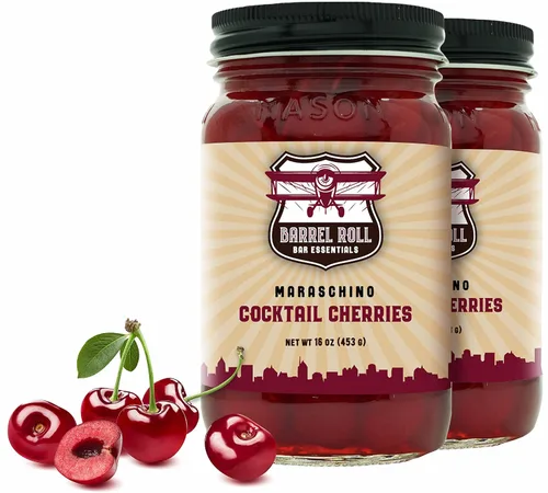 Vista 8 de Barrel Roll Bar Essentials Cerezas de cóctel – Cerezas oscuras con infusión de bourbon premium para cócteles, bebidas alcohólicas, platos de queso
