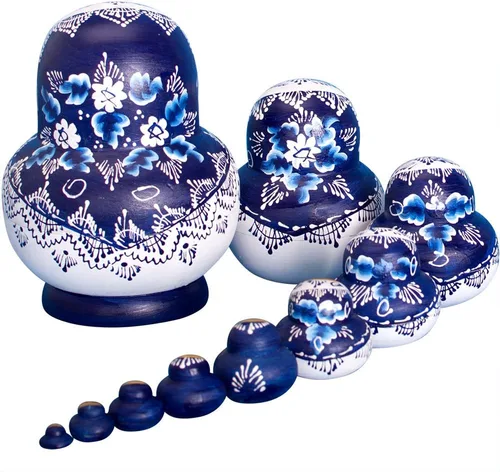 Vista 4 de Muñecas rusas de anidación para niños, muñeca Matryoshka 10 piezas hechas a mano