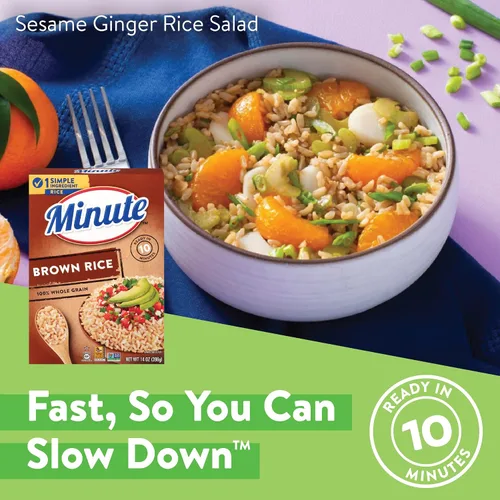 Vista 3 de Arroz integral Minute, arroz integral instantáneo para comidas rápidas, caja de 14 onzas Arroz precocido para comidas rápidas, arroz integral