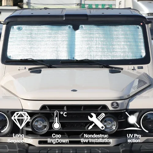 Vista 6 de Parasol para parabrisas de automóvil compatible con INEOS Grenadier 2020-2025, protector solar para parabrisas delantero, protección contra rayos UV