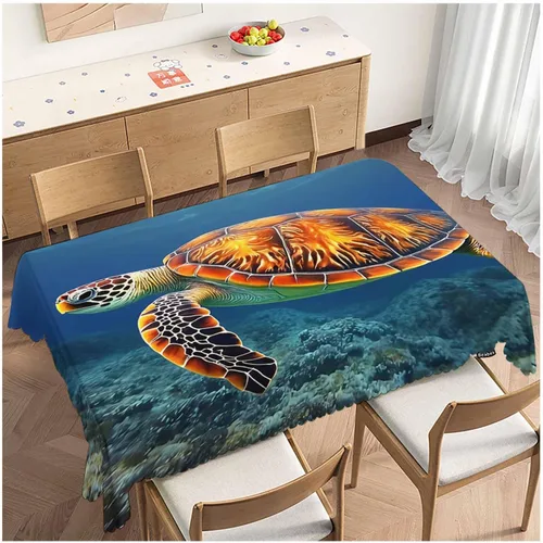 Vista 23 de Mantel floral abstracto de 52 x 70 pulgadas, diseño de flores de acuarela, color azul y amarillo, oblongo, mantel decorativo antirencogimiento