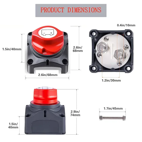Vista 6 de AWBLIN Interruptor de desconexión de batería de 12 V, 24 V, 48 V, interruptor de corte de aislamiento maestro para barco marino, automóvil, camión