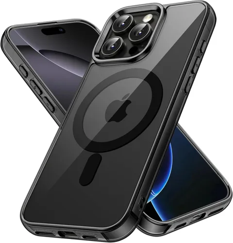 JETech Funda magnética para iPhone 16 Pro Max de 6.9 pulgadas, compatible con MagSafe, a prueba de golpes, parte trasera transparente antiarañazos
