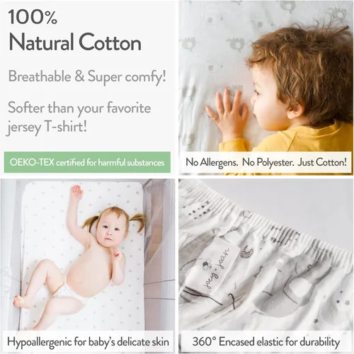 Vista 3 de Cuddly Cubs Pack and Play - Juego de sábanas bajeras para Graco Pack n Play Playard, paquete de 2, juego de sábanas de algodón de jersey suave