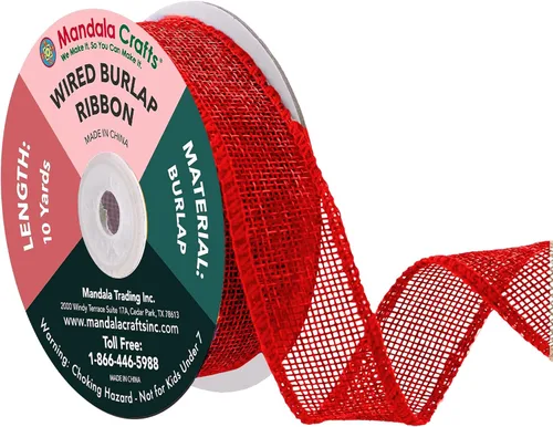 Vista 87 de Mandala Crafts Cinta de arpillera rosa con alambre de 1 pulgada de ancho para manualidades, rollo de 10 yardas de cinta rústica de arpillera