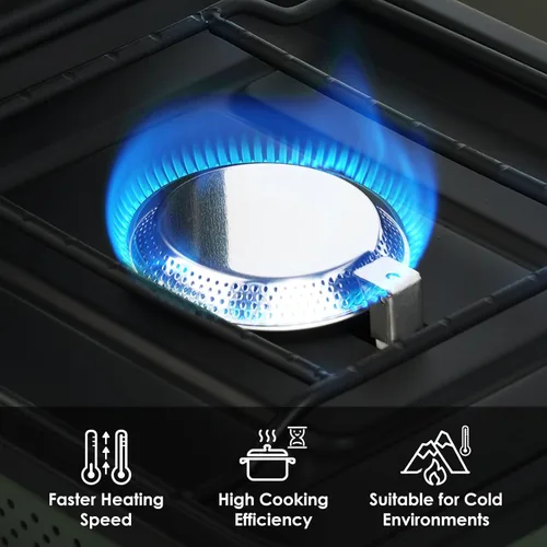 Vista 4 de RexTact Estufa de campamento de 2 quemadores con bolsa de transporte, estufa de campamento de propano plegable con 17,200 BTU para campamento