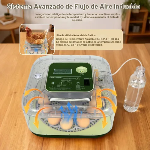 Vista 6 de Gen II - Incubadora automática de 12 huevos, humedad de dos etapas con recarga automática y control de temperatura estable, giro automático