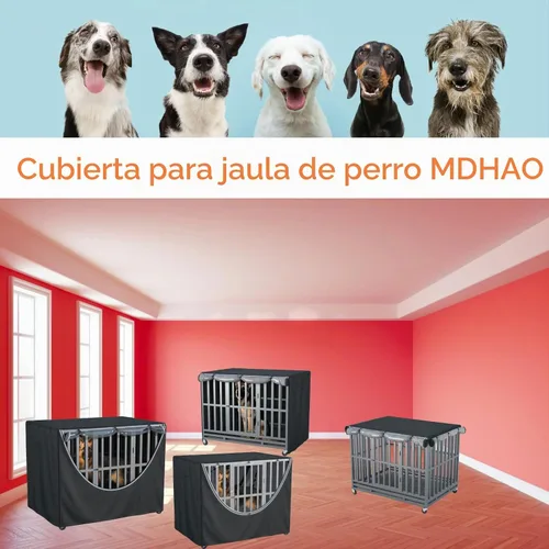 Vista 6 de Funda para jaula para perros de metal para todo tipo de clima, protección para interiores y exteriores, resistente al viento, lluvia, resistente al