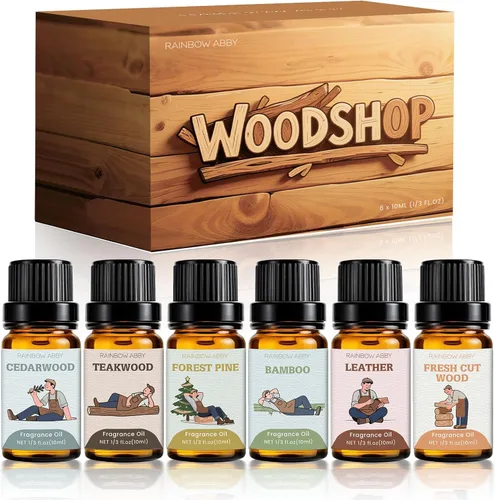 Vista 11 de RAINBOW ABBY Juego de aceites aromáticos para caballeros, cuero, ron de laurel, madera de teca, cedro, tabaco dulce, sándalo para aromaterapia