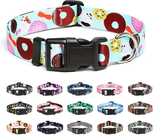 Vista 15 de Mercano - Collar ajustable para perro, patrones de diseño especial, collar de nailon suave cómodo y duradero para perros pequeños, medianos