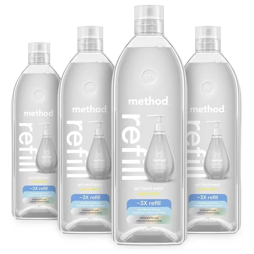 Method Repuesto de jabón de manos en gel, agua dulce, botella reciclable, 34 onzas (paquete de 4) (el embalaje puede variar)