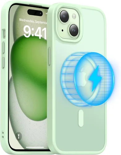 Vista 15 de Meifigno Magic Mag Series - Funda diseñada para iPhone 15, [protección de grado militar y compatible con MagSafe], parte trasera mate translúcida