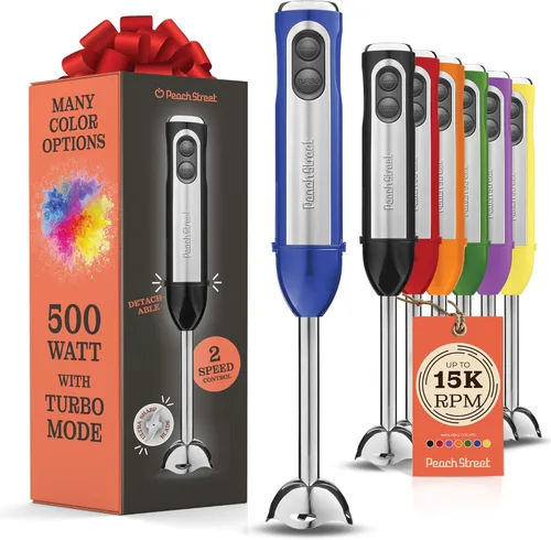 Vista 21 de Potente batidora de inmersión, batidora de mano eléctrica de 500 vatios con modo turbo, base desmontable. Batidora de cocina de mano para sopa, Verde