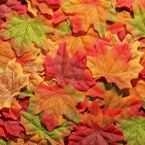 SITUMEIZI 300 piezas de decoración de otoño para el hogar, hojas falsas de otoño, hojas de arce artificiales, 3.15 pulgadas, decoración de otoño