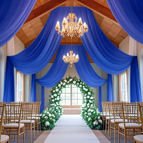 Vista 14 de Cortinas de techo verdes para cortinas de boda para techo, tela drapeada, 2 paneles de 5 x 20 pies, cortinas de tela para cortinas de arco de boda