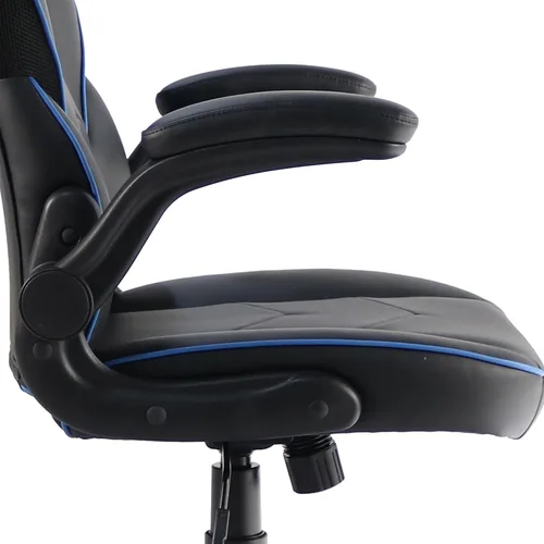 Vista 9 de NuSparc SpawnSafe - Silla para videojuegos, altura ajustable, reposabrazos abatibles, giro de 360°, negro/azul