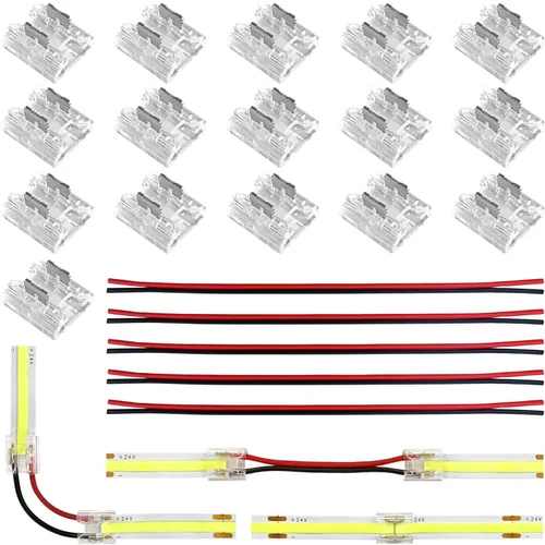 Vista 9 de JACKYLED Conectores LED de 3 pines de 0.315 pulgadas para tiras de luces LED, kit total de 22 conectores de esquina para extensión de adaptador sin