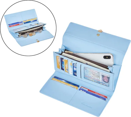 Vista 4 de Travelambo Womens Wallet PU Leather RFID Blocking Multi Card Holder Large Capacity Organizer Zipper Coin Purse