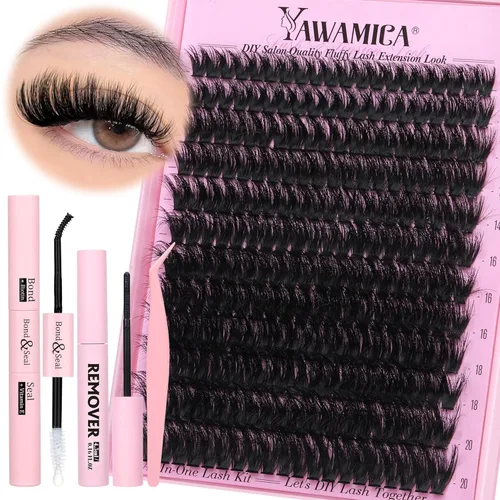 Vista 17 de Yawamica - Extensiones de pestañas en racimo, volumen 100D, 12-20 mm, puntas de 15-21 mm, individuales, estilo manga, tipo hada, efecto wispy