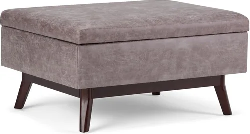 Vista 27 de SIMPLIHOME Owen Mesa de Centro Rectangular Moderna de Mediados de Siglo de 34 pulgadas de Ancho con Otomana de Almacenamiento en Tela de Poliéster