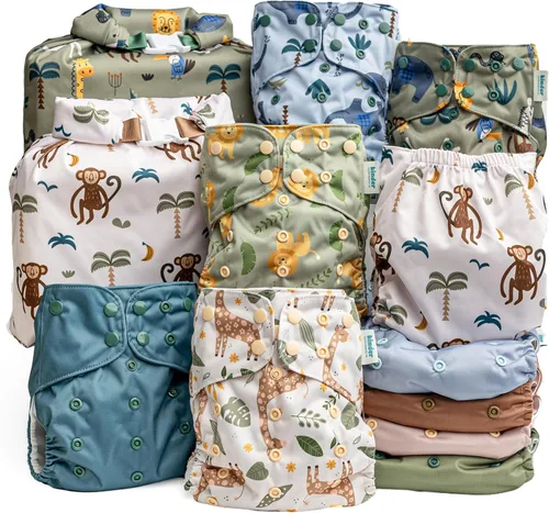 Vista 15 de Big Adventure Kinder - Juego de 5 pañales de tela reutilizables para bebé, estilo de bolsillo, jersey atlético que absorbe la humedad, insertos