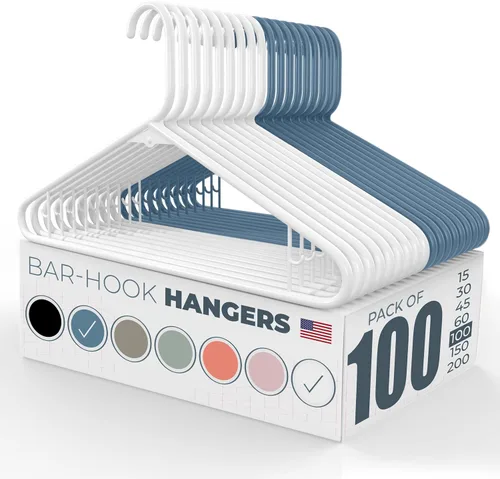 Vista 40 de Perchas de plástico fuertes hechas en Estados Unidos a granel, 20, 30, 50, 100 unidades, disponibles, para ropa de lavandería, perchas de plástico